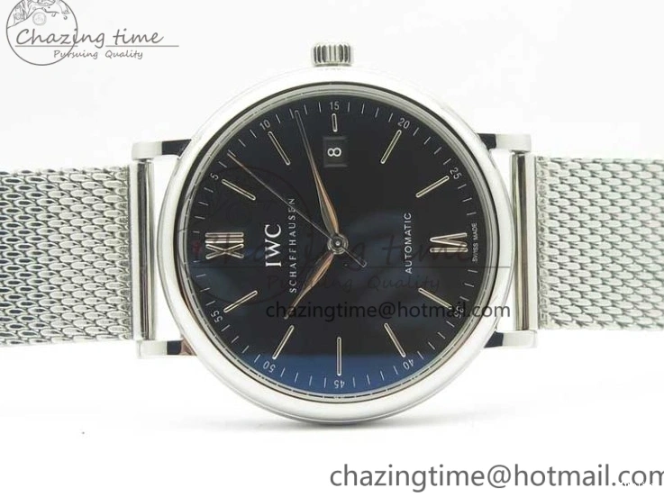 MIROTIME 0405 FastDry Portofino IW356501 SS V3 MK 1:1 Best Edition Black Dial On SS Mesh Bracelet MIYOTA 7195